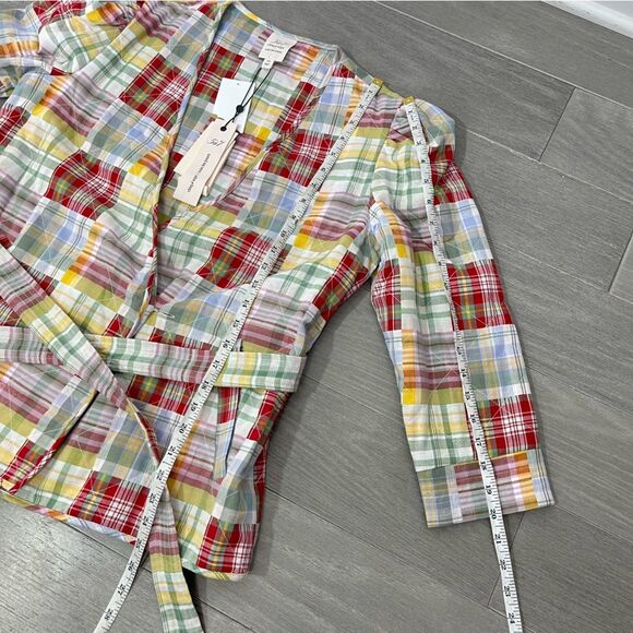 NWT CINQ A SEPT Triss Quilted Patchwork Organic Cotton Wrap Jacket Belt XS Boho